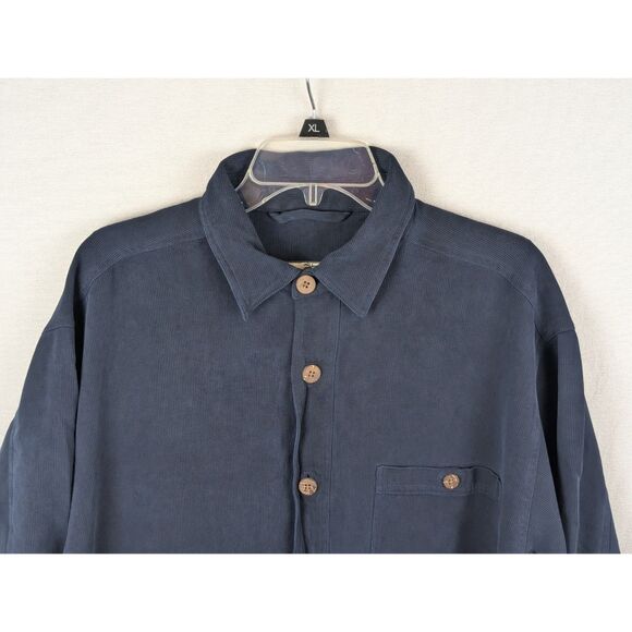 Tommy Bahama Silk Shacket w/ Pockets Navy Blue Men's Size Medium - Picture 2 of 13